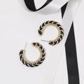 18K Chanel Black & Red Leather Earrings