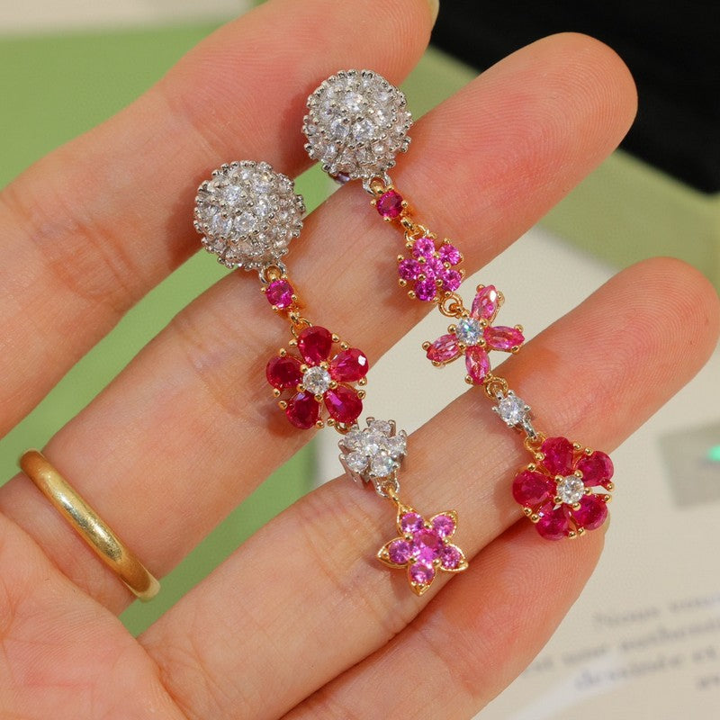18K Van Cleef & Arpels VCA Flower Diamond Earrings