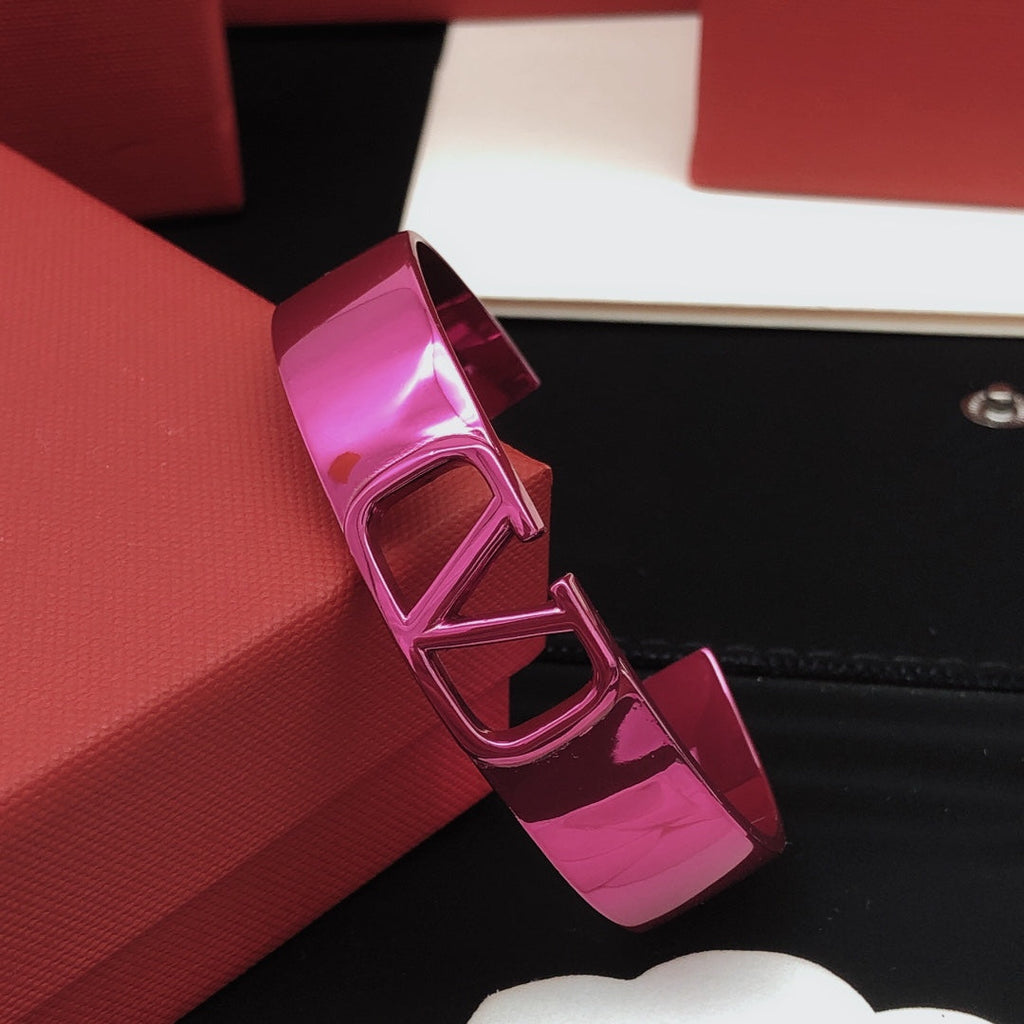 18K Valentino Vlogo Pink Cuff Bracelet