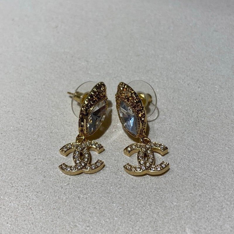 18K Chanel Diamond Gold Pendant Earrings