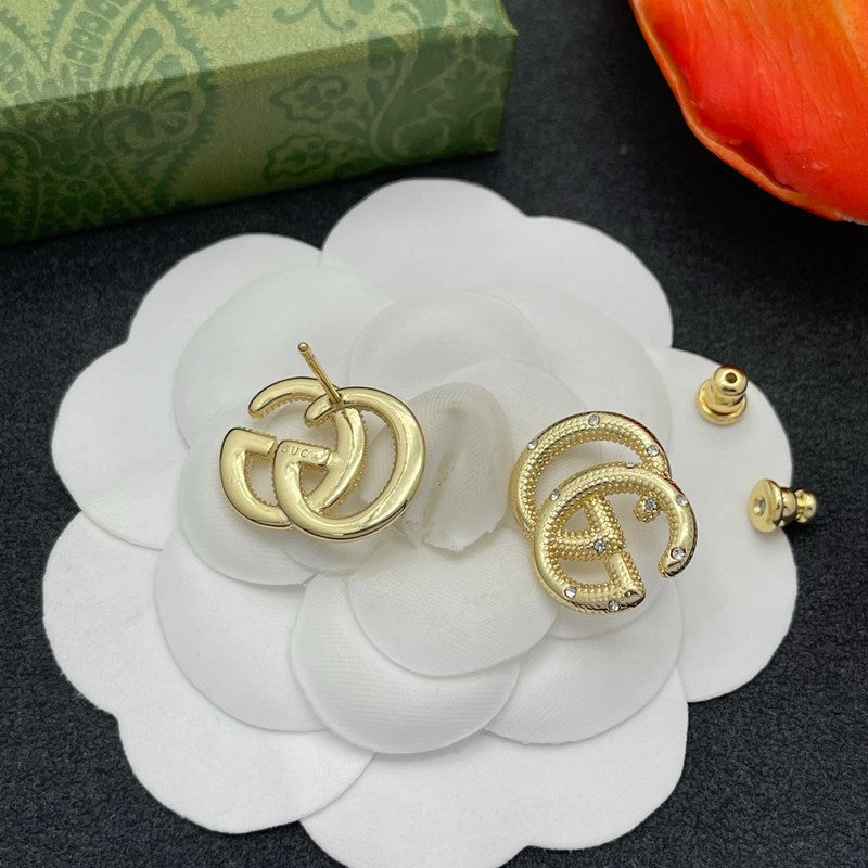 18K Gucci Pave Diamond Gold Earrings