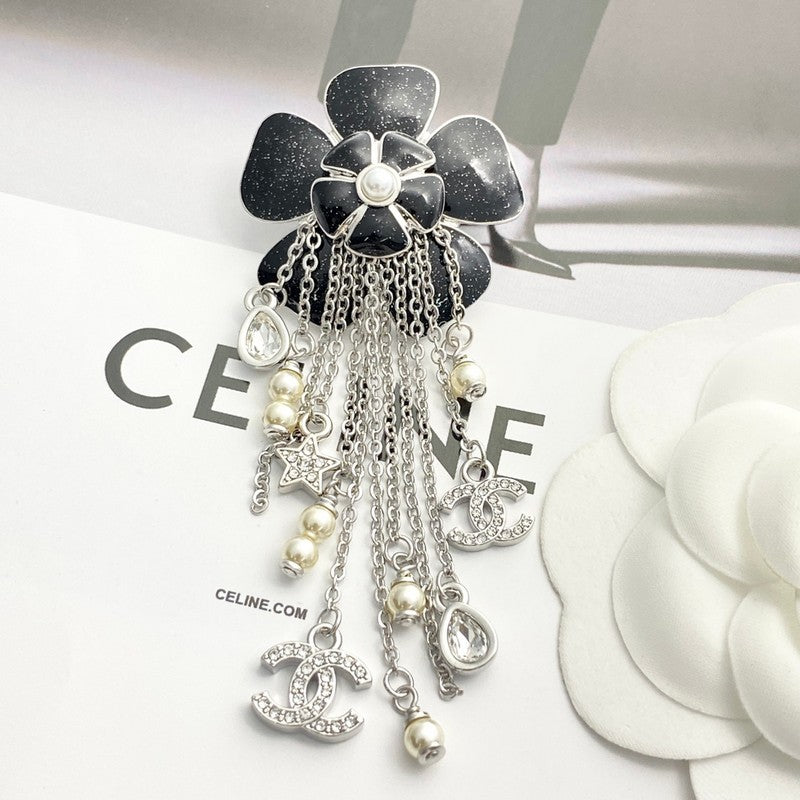 18K Chanel Camellia Tassel Brooch