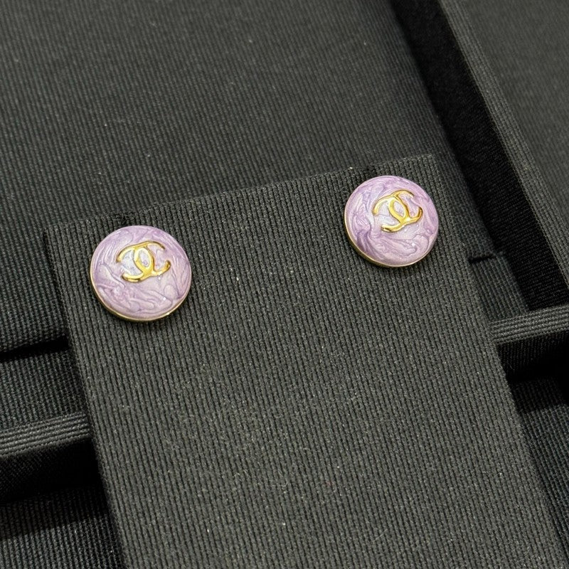 18K Chanel Purple Resin Gold Earrings