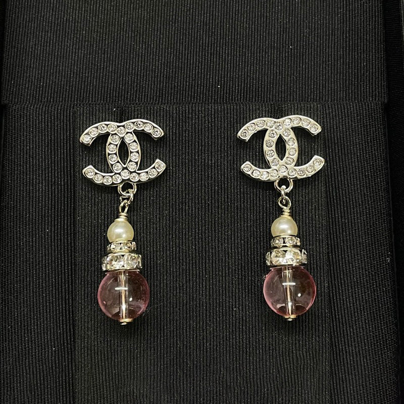 18K Chanel Pink Crystal Diamond Earrings