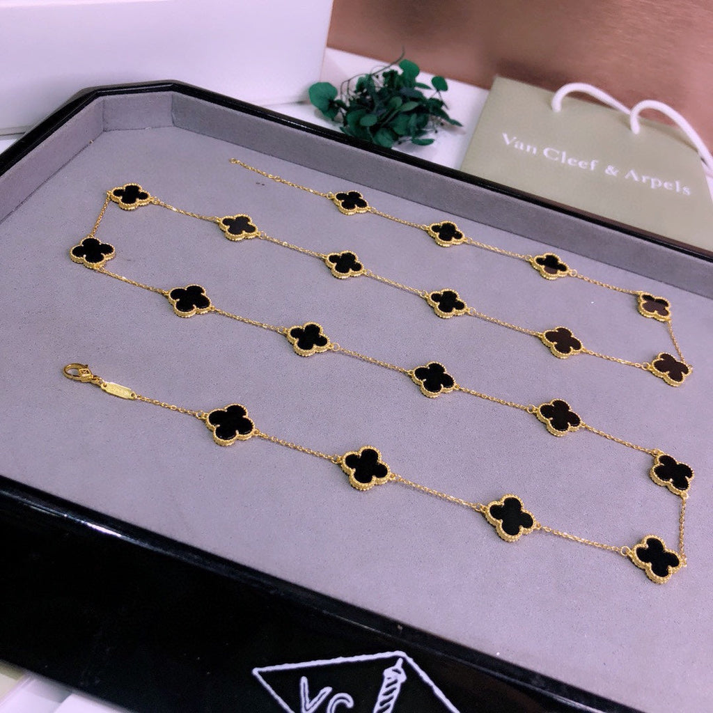 18K Van Cleef & Arpels Vintage Alhambra 20 Motifs Long Necklace