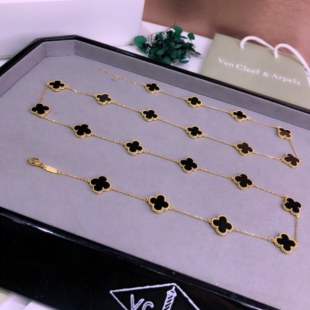 18K Van Cleef & Arpels Vintage Alhambra 20 Motifs Long Necklace
