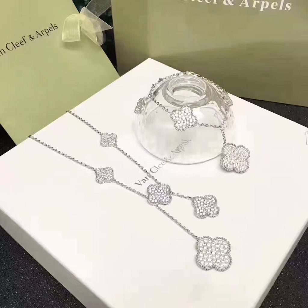 18K Van Cleef & Arpels Magic Alhambra Six Motifs Diamonds Necklace