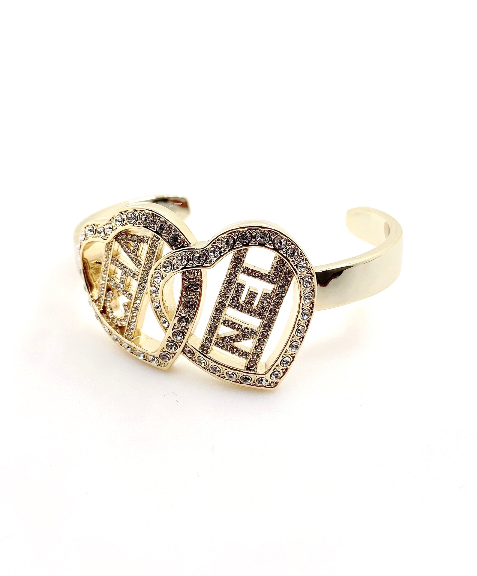 18K Chanel Crystals Heart Cuff Bracelet