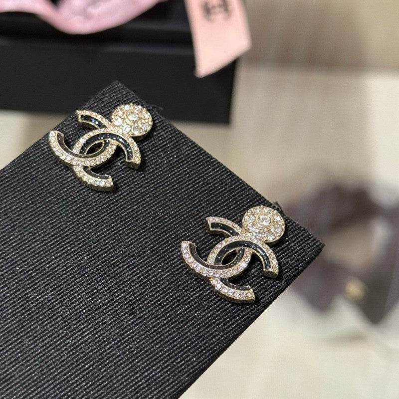 18K Chanel Black Diamond Earrings
