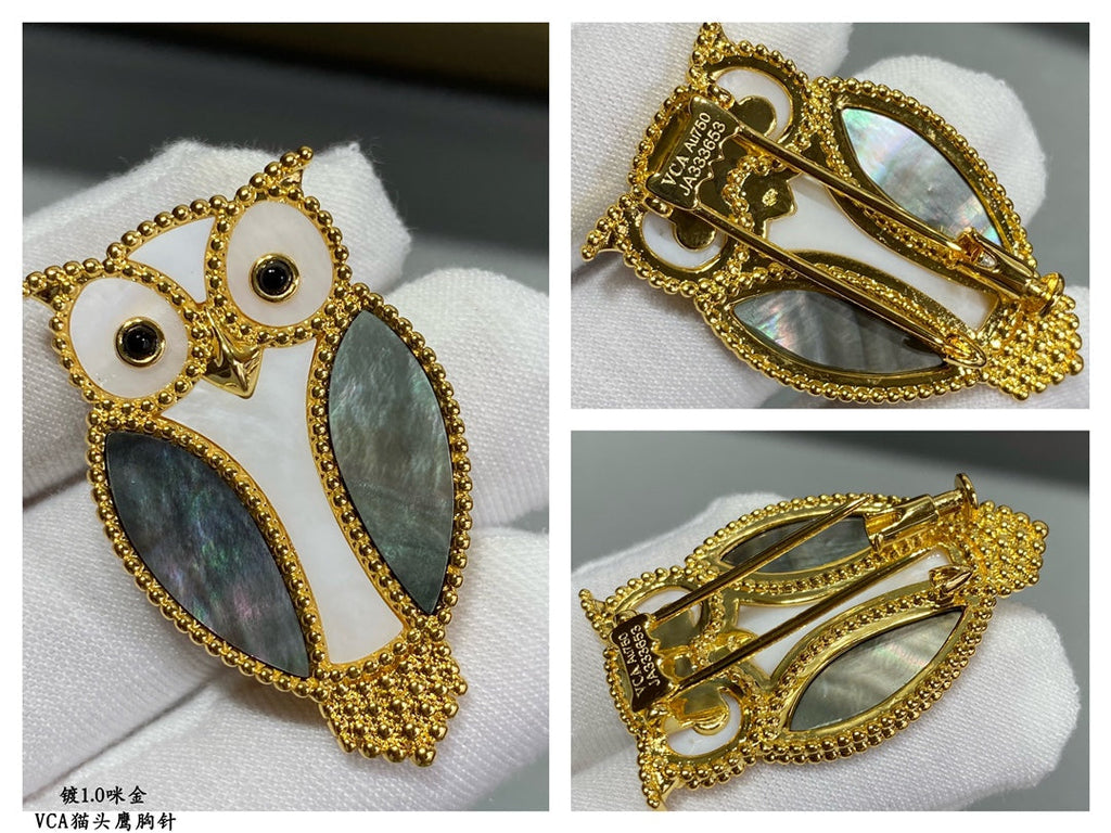 18K Van Cleef & Arpels Lucky Animals Owl Clip Brooch