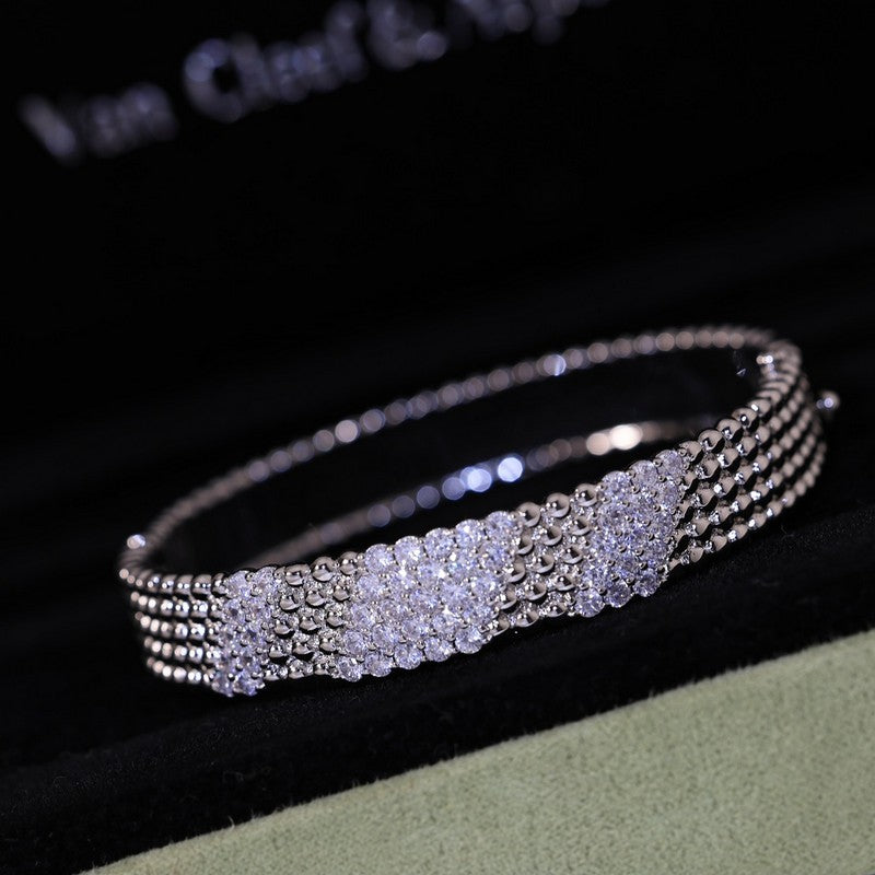 18K Van Cleef & Arpels Perlee 5 Rows Diamond Bracelet