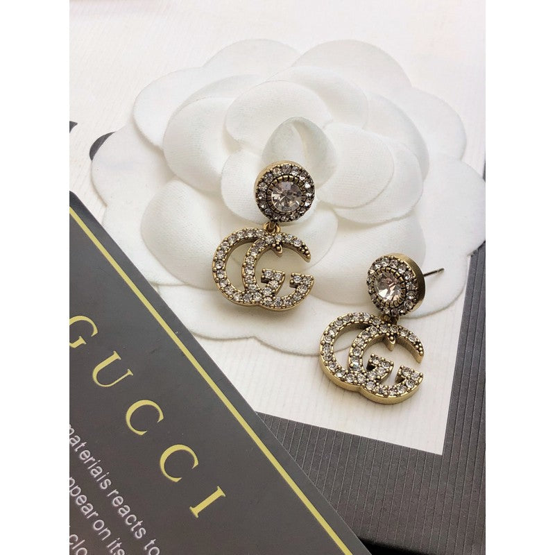18K Gucci Crystal Pendant Earrings