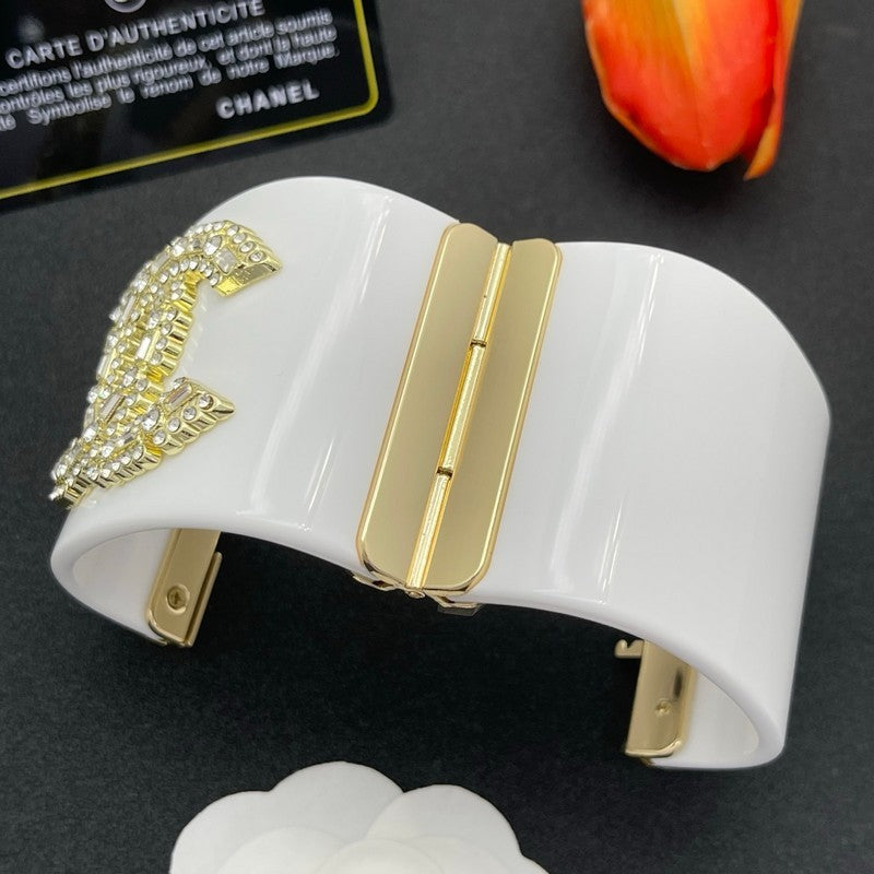 18K Chanel Pearl Diamond White Cuff Bracelet