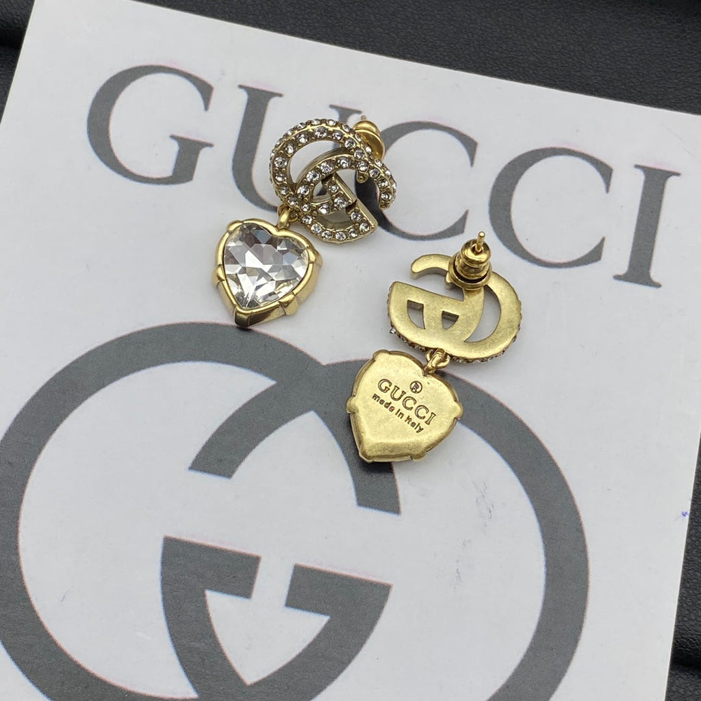 18K Gucci Crystal Pendant Earrings