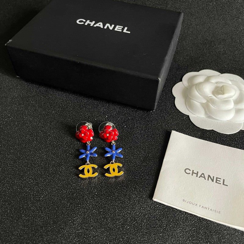 18K Chanel Color Camellia Earrings