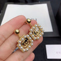 18K Gucci Square Pearls Earrings