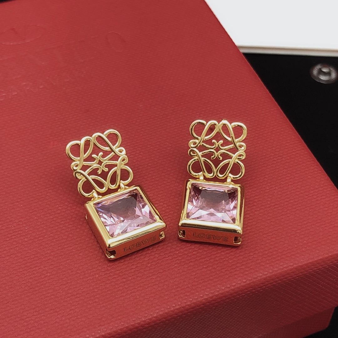 18K Loewe Anagram Crystal Earrings