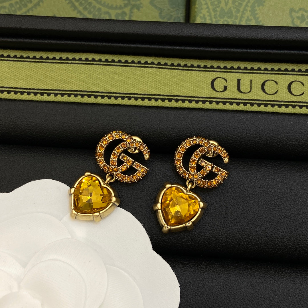 18K Gucci Yellow Crystal Earrings