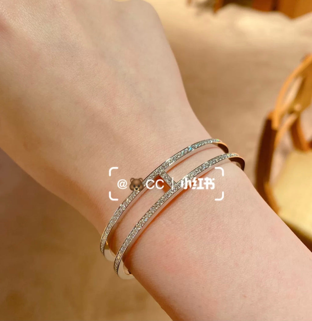 18K Ever Cuff Diamond Hermes Bracelet