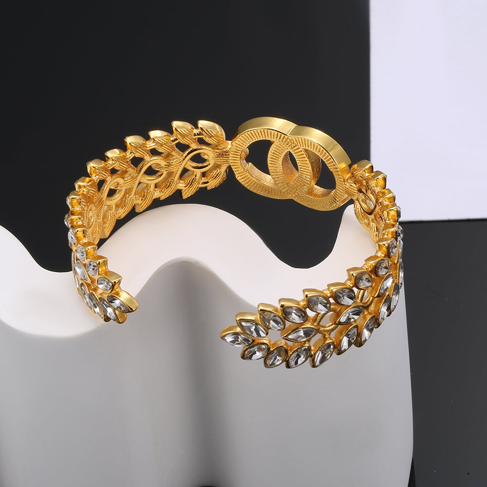 18K Chanel Crystals Open Cuff Bracelet