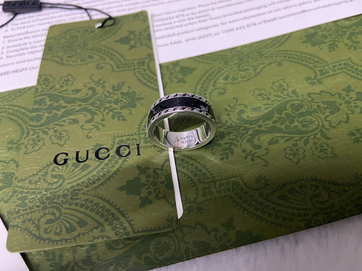 Gucci Interlocking G Black Enamel Ring