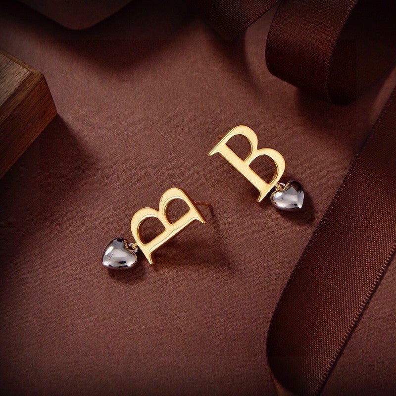 18K Balenciaga Heart Drop Earrings