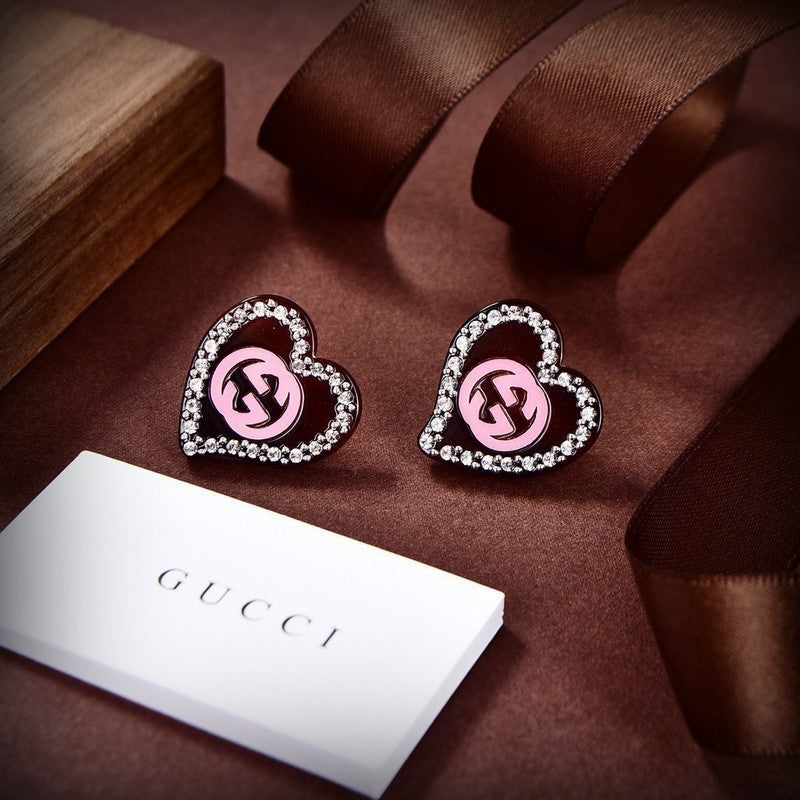 18K Gucci Pink Heart Earrings