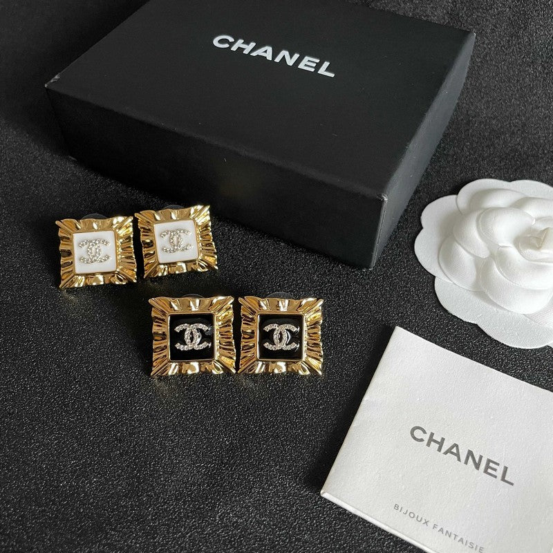 18K Chanel Black Gold Earrings