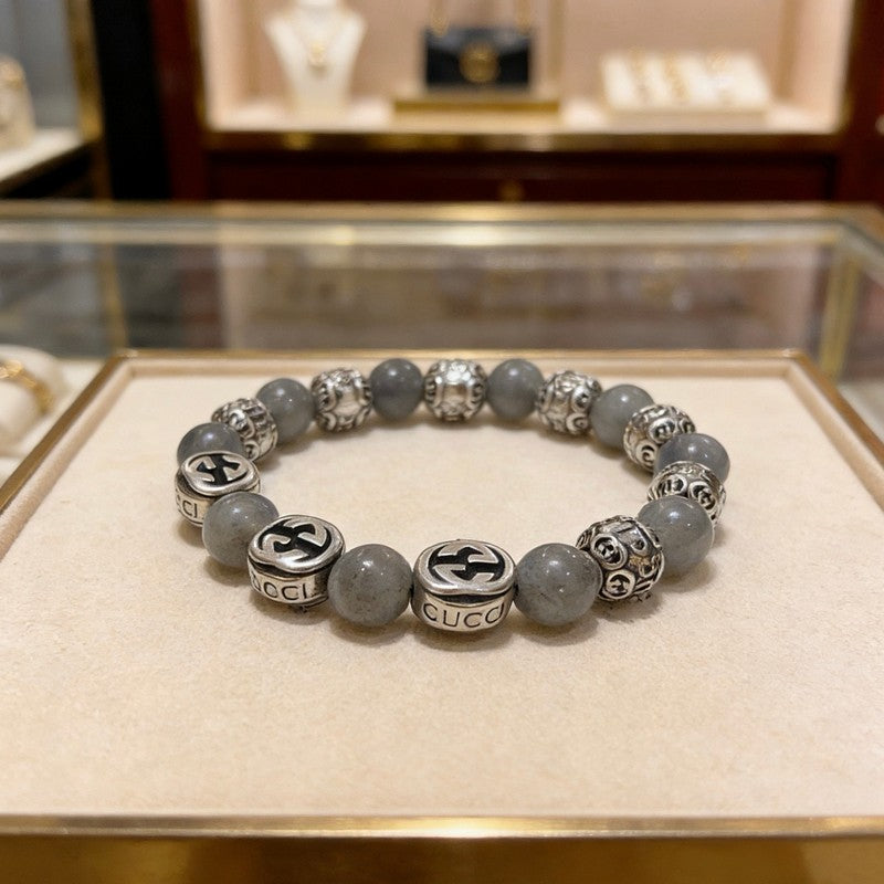 18K Gucci Anger Forest Grey Pearl Chain Bracelet