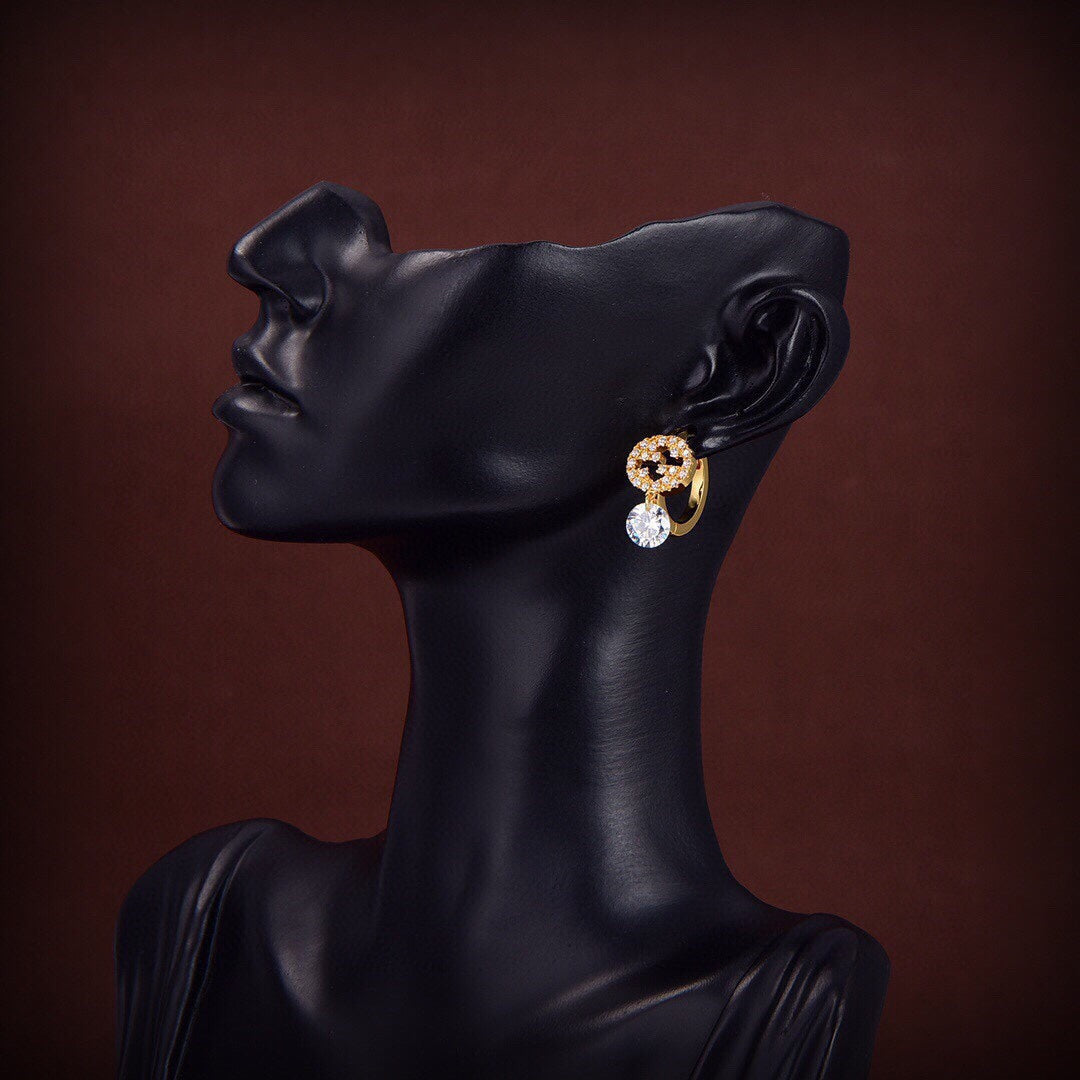 18K Gucci Interlocking G Diamond Earrings