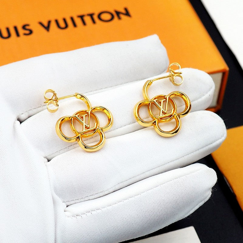 18K Louis Vuitton Hollow Gold Earrings