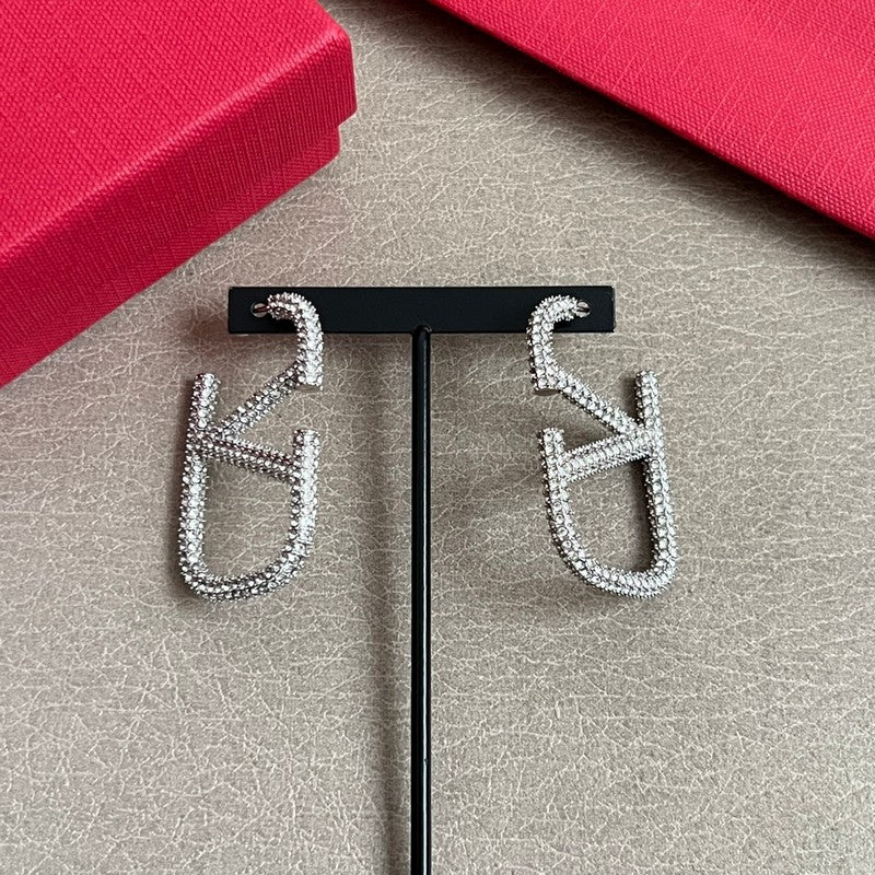 18K Valentino Vlogo Diamond Earrings