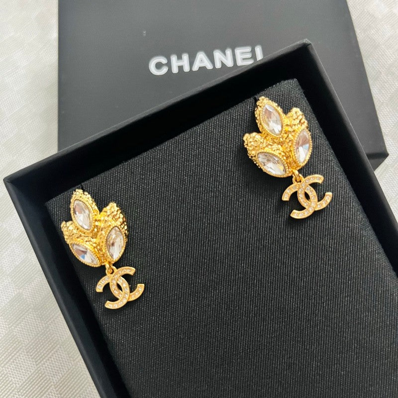 18K Chanel Crystal Flower Earrings