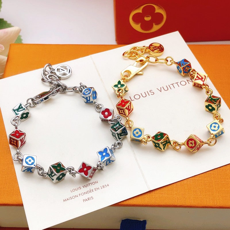 18K Louis Vuitton Color Dice Gold Bracelet