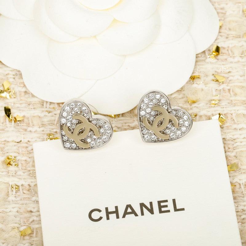 18K Chanel Diamond Heart Gold Earrings