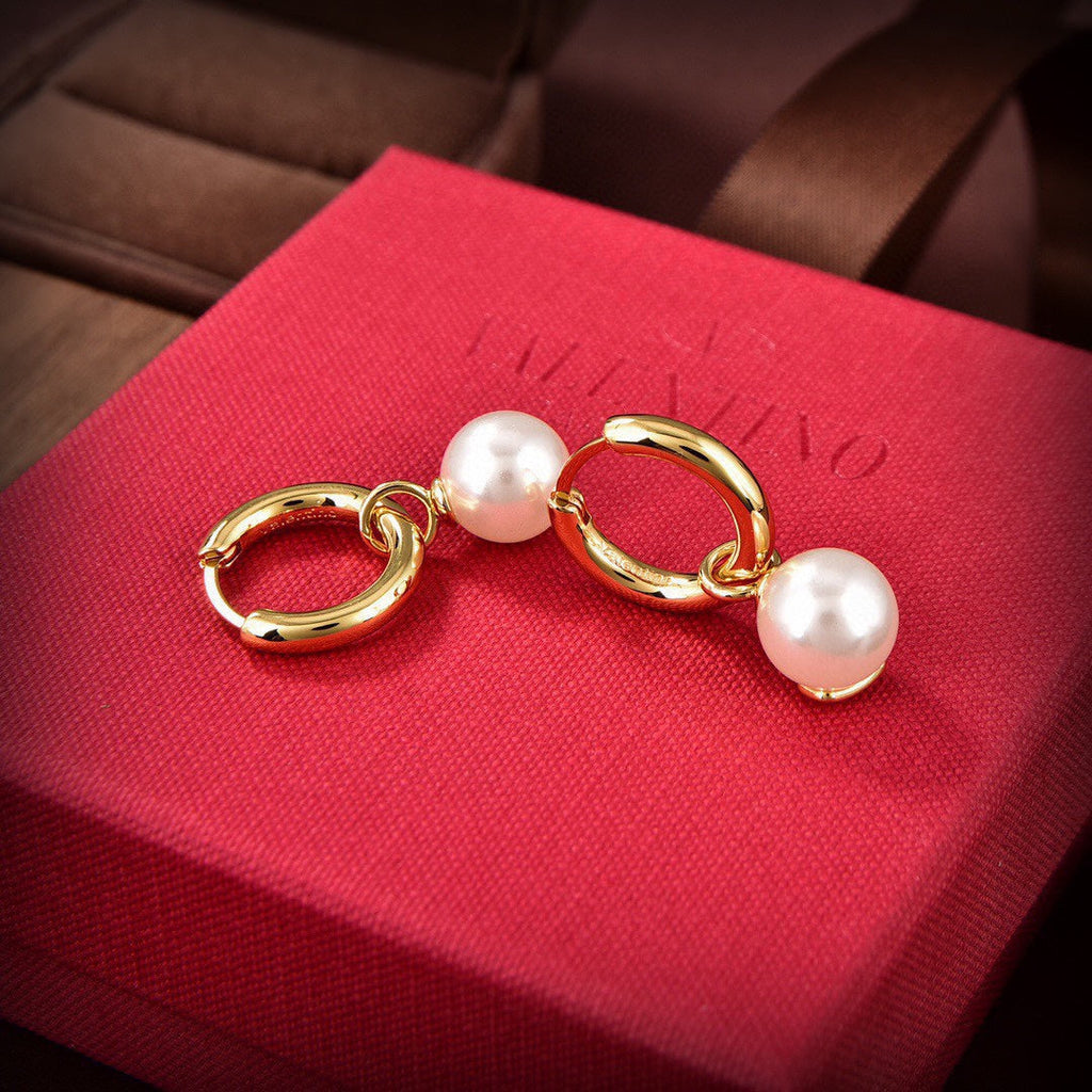 18K Valentino Vlogo Pearl Earrings