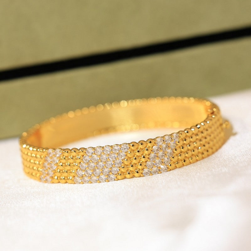 18K Van Cleef & Arpels Perlee 5 Rows Diamond Bracelet