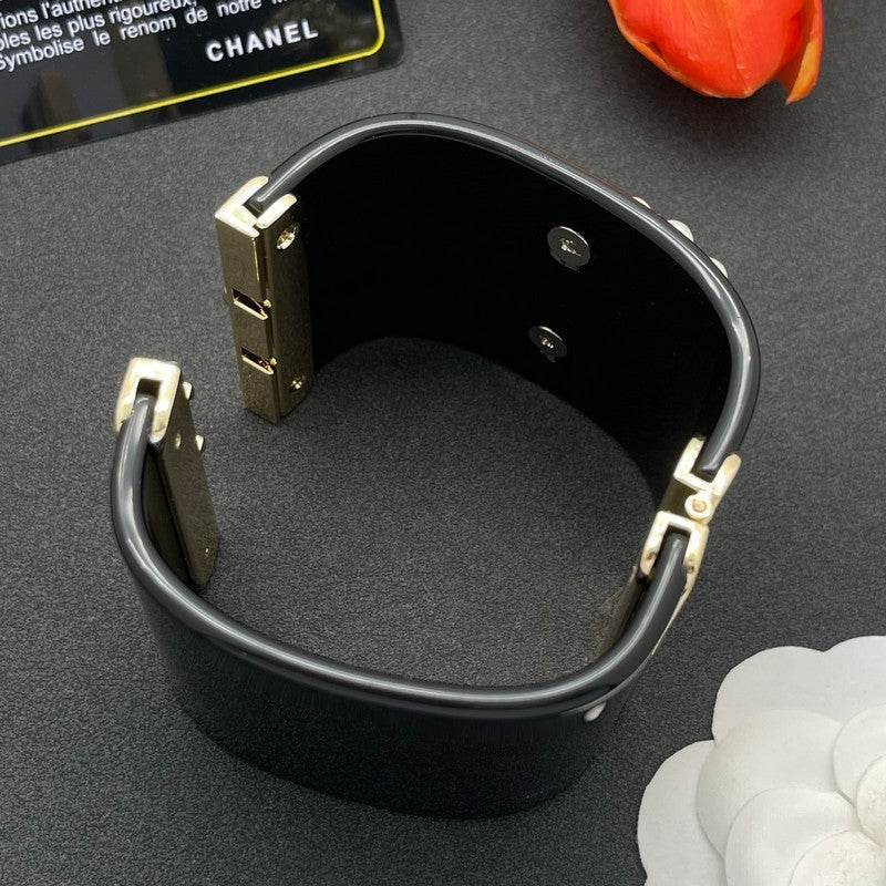 18K Chanel Pearl & Diamond Black Cuff Bracelet