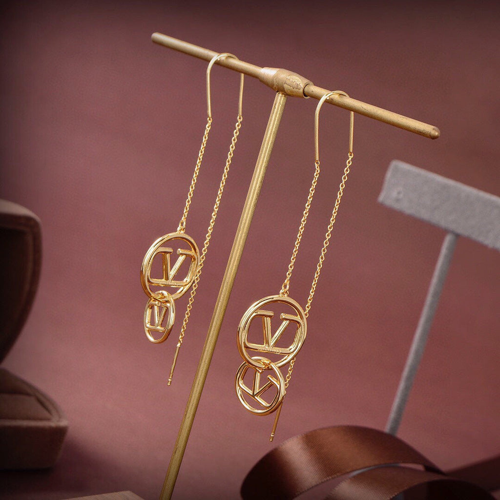 18K Valentino Vlogo Long Earrings