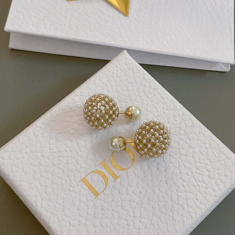 18K Dior Tribales Diamond Ball Earrings