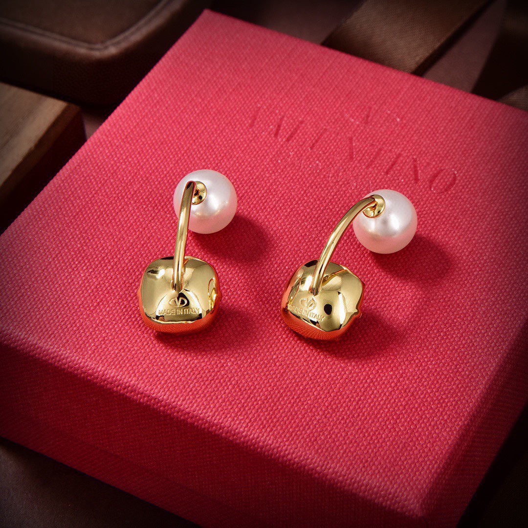 18K Valentino Vlogo Crystal Earrings