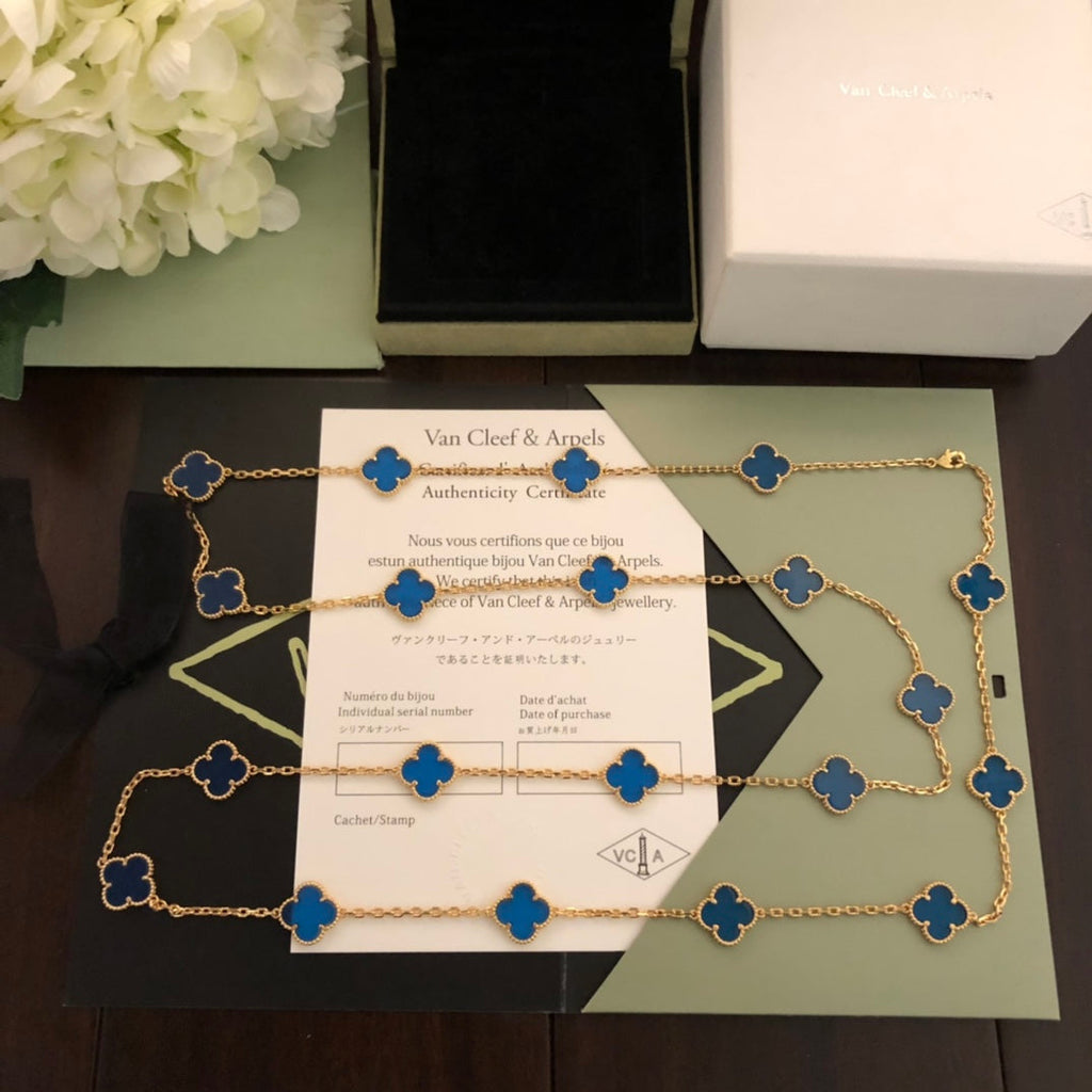18K Van Cleef & Arpels Vintage Alhambra 20 Motifs Long Necklace