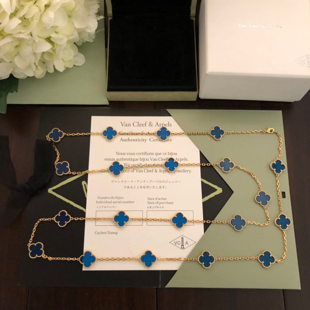 18K Van Cleef & Arpels Vintage Alhambra 20 Motifs Long Necklace
