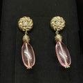 18K Chanel 26C Pink Crystal Gold Diamond Earrings