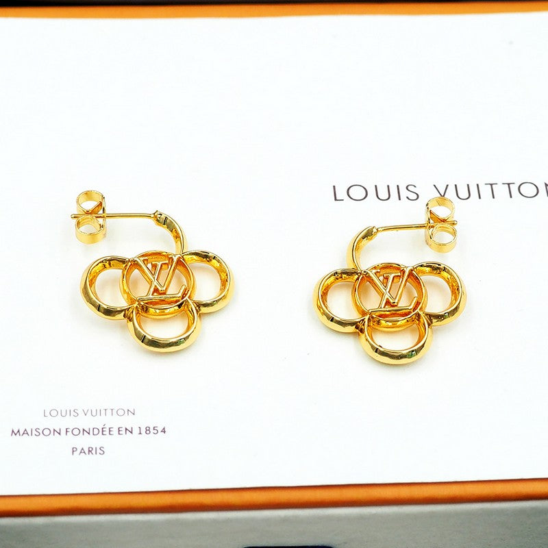 18K Louis Vuitton Hollow Gold Earrings