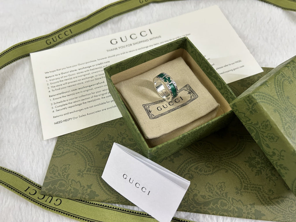 Gucci Interlocking G Turquoise Enamel Ring