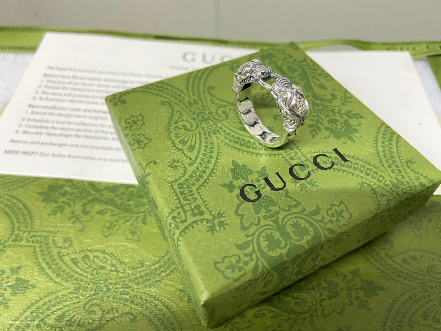 Gucci Tiger Head Chain Ring
