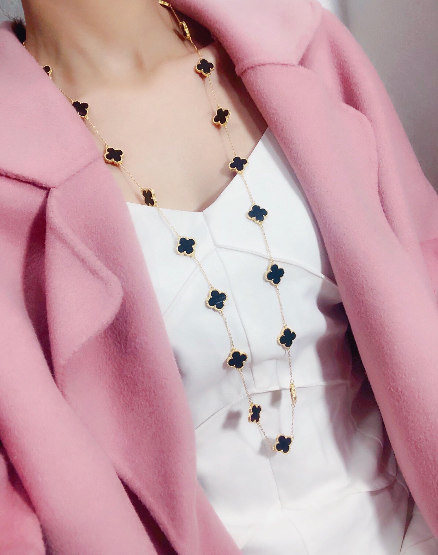 18K Van Cleef & Arpels Vintage Alhambra 20 Motifs Long Necklace