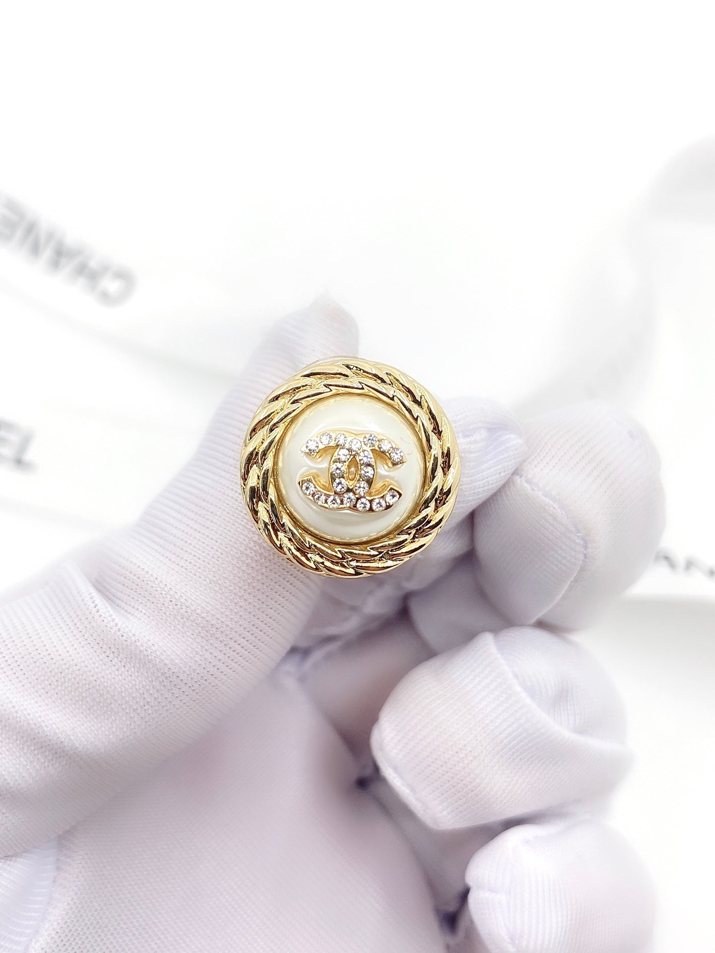 18K Chanel White Pearl Earrings