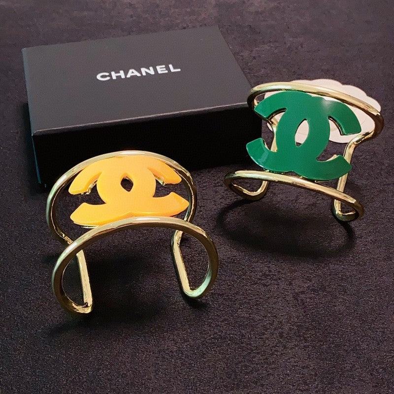 18K Chanel Color Logo Open Cuff Bracelet